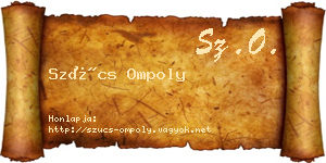 Szűcs Ompoly névjegykártya